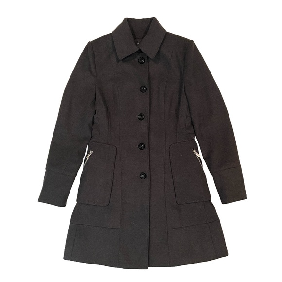 EUC Jacob Winter Overcoat with Zipper Details in Charcoal Gray Size XS - Picture 1 of 9